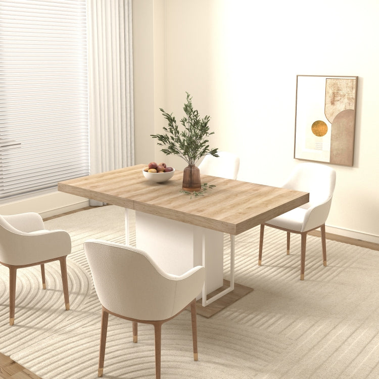 Rectangle Extendable Dining Table For 6 10 People Aged Effect Wood 160 200 Cm