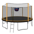 Upgrade 14Ft Trampoline With Basketball Hoop Inflator And Ladder Outer Safety Enclosure Orange