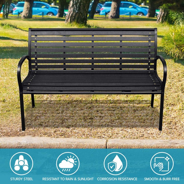 45.7In. Patio Bench Black Steel And Wpc