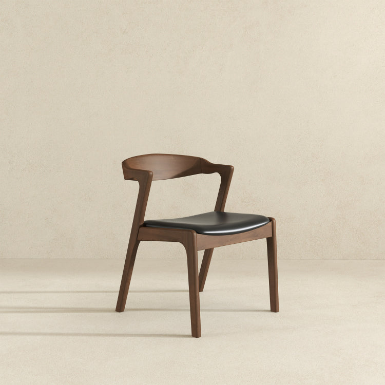 Dakota Solid Wood Black Pu Leather Dining Chair Set Of 2