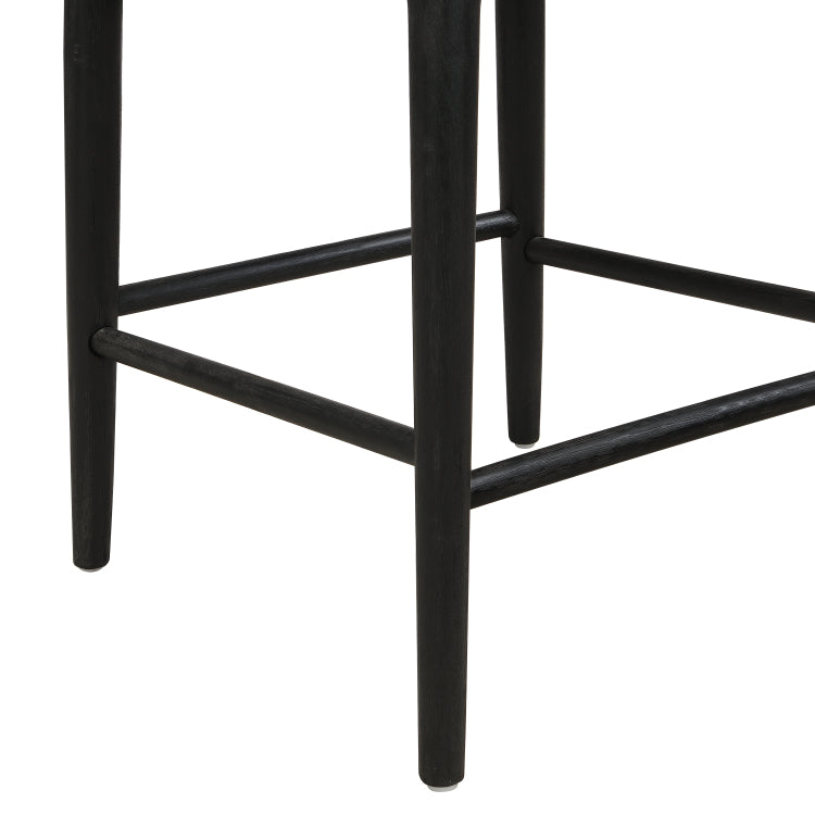 Counter Stool In Black Fabric Set Of 2