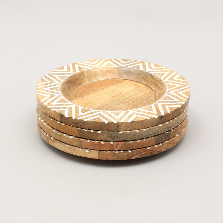 Handcrafted 13" Wood Charger Plate Wooden Dinning Placemat Artisan Wood Tableware