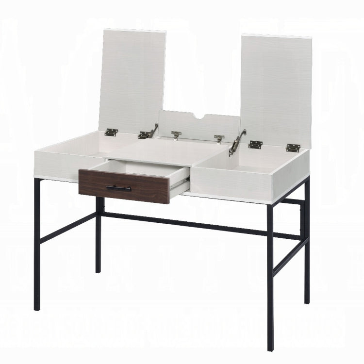 Natural And Black Writing Desk With Usb Port