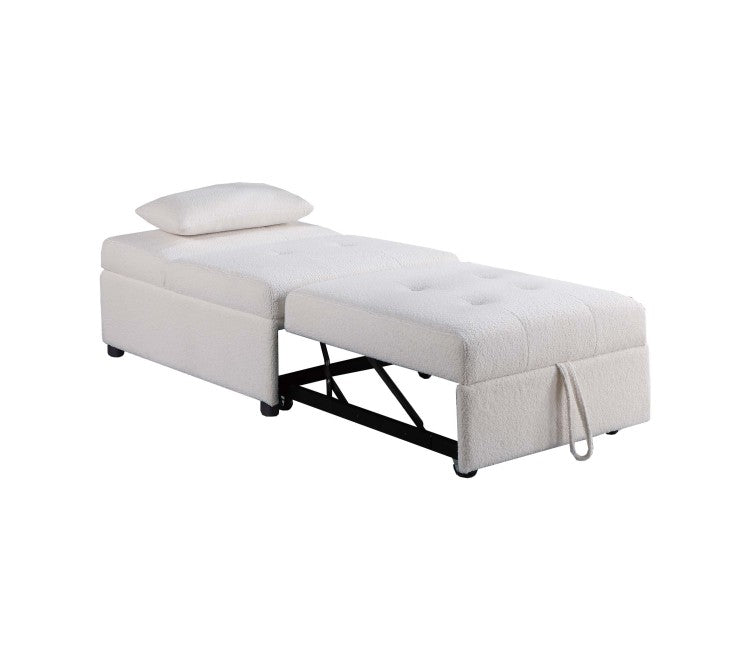 Convertible Sleeper Sofa Chair In Sherpa White
