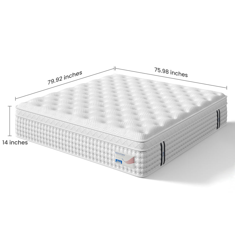 14 Inch King Hybrid Mattress Memory Foam & Pocket Spring Bed Medium Firm Comfort, Spine Support, Quiet & Breathable