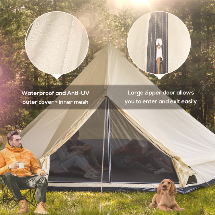 Outsunny 10 Person Yurt Tent Glamping Bell Tent With Spacious Interior, Waterproof Design, For Family Outdoor Camping, 16' X 16' X 10'