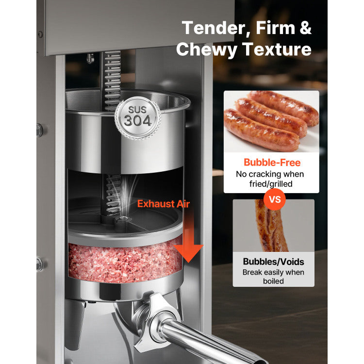 Electric Sausage Stuffer, 33 Lbs 15 L Vertical Meat Stuffer, Stepless Speed Control And Foot Pedal, Stainless Steel Heavy Duty Sausage Filler With 4 Stuffing Tubes, For Commercial & Home Use