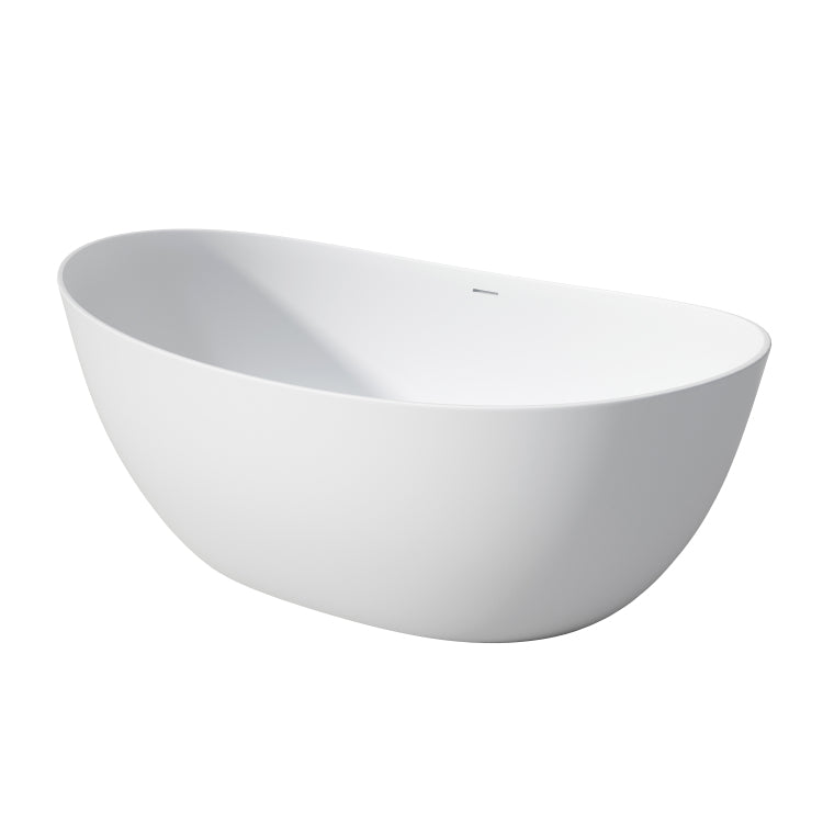 65 Inch Solid Surface Soaking Bathtub Deep Soak Freestanding Tub