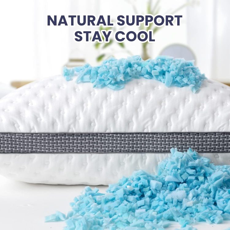 Cooling Pillow Queen Size Set Of 2, Cooling Gel Memory Foam Bed Pillow, Medium Firm Pillow For Sleeping, Cooling & Smooth Washable Cover, Certipur Us Certified