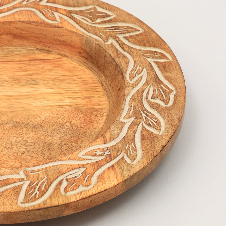 Handcrafted 13" Wood Charger Plate Wooden Dinning Placemat Artisan Wood Tableware