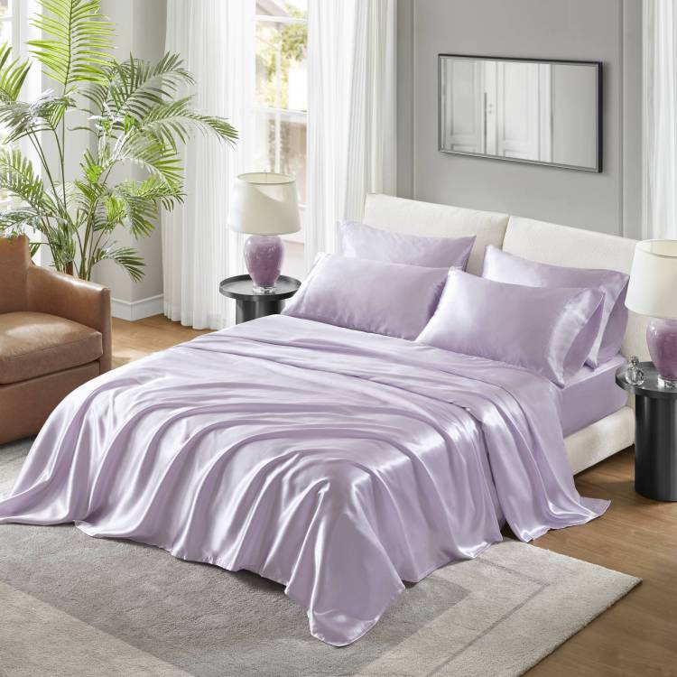6 Pcs Queen Luxury Sheet Set Lilac