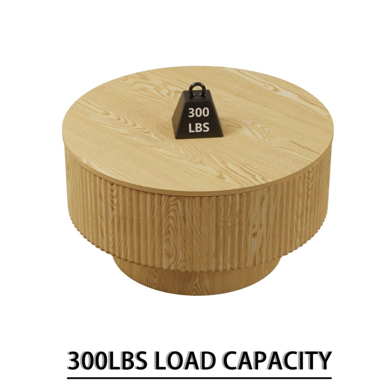 29.53 " Mdf Modern Circular Coffee Table With Circular Stripe Design And Storage Space, Suitable For Home&Kitchen Wood