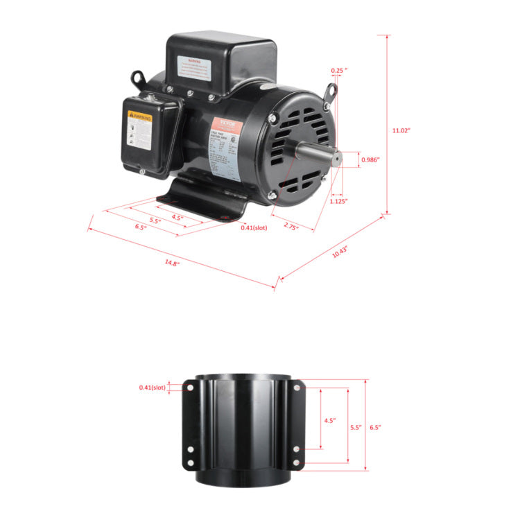 5Hp Air Compressor Electric Motor 230V 25A 3450Rpm 56Hz Frame Cw Ccw Rotation Factory Setting Is Ccw