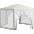 Outsunny 13' X 11' Outdoor Party Tent, Hexagon Sun Shade Shelter Canopy With Protective Mesh Screen Sidewalls, Ropes & Stakes, Cream White