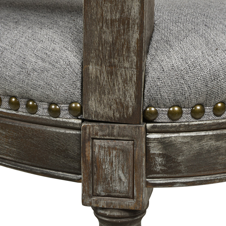Triomphe Rattan Wicker High Back Armless Counter Bar Stool, Heathered Grey Linen