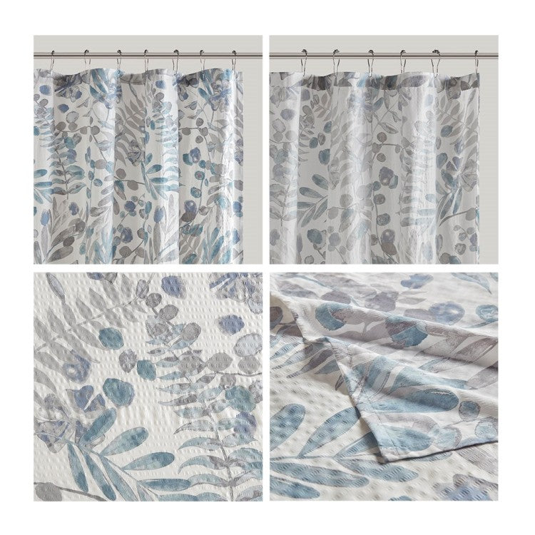 Printed Seersucker Shower Curtain
