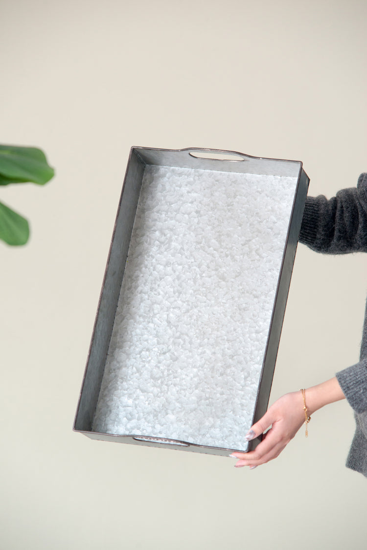S 3 Decorative Galvanized Gray Nesting Trays
