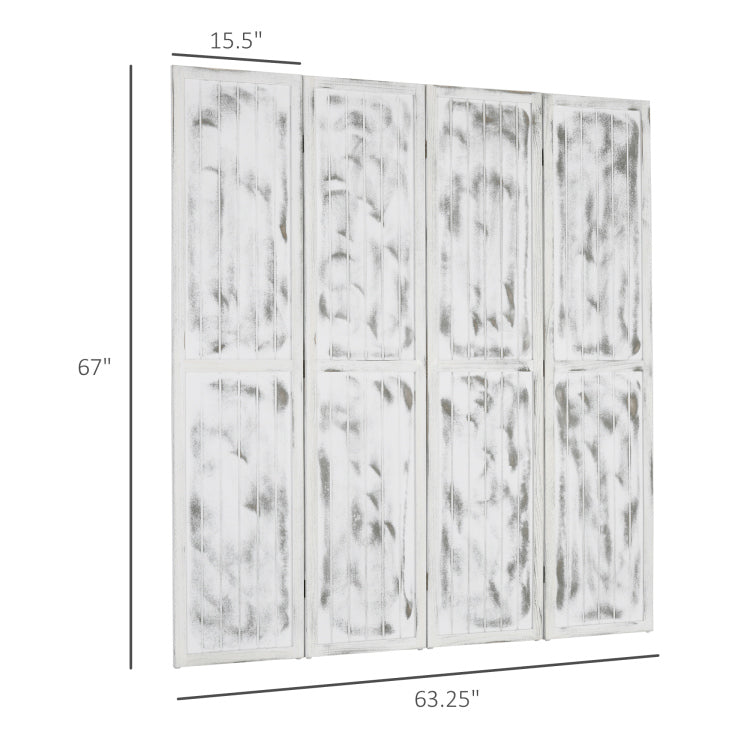 Homcom 5.5' 4 Panel Room Divider Folding Privacy Screen Panels, White