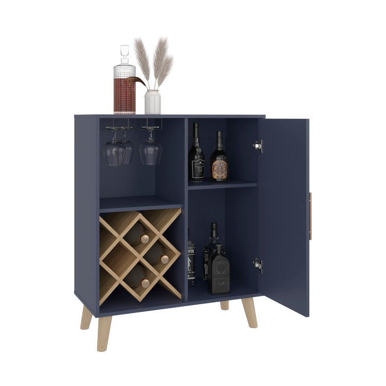 Cave Low Modern Bar Cabinet With Open Storage For Living Room Or Entertainment Areas
