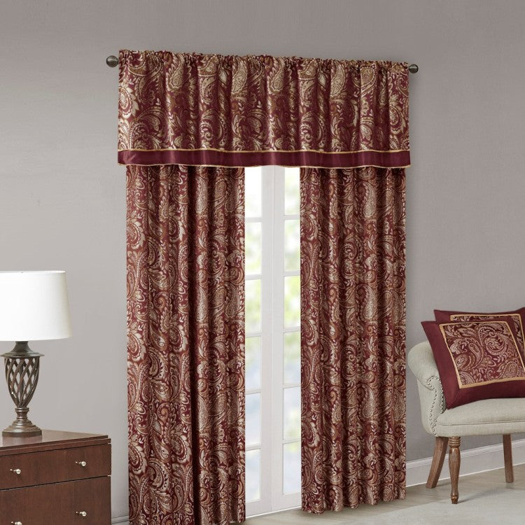 Jacquard Window Valance Burgundy 50X18"