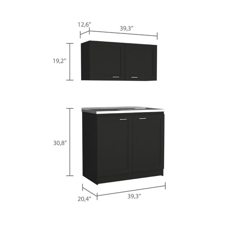 Cabinet, Two Parts Set, Black