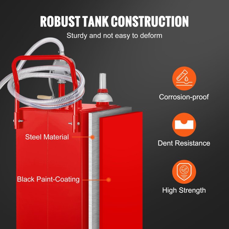 Fuel Caddy, 35 Gallon, Gas Storage Tank On 4 Wheels, With Manuel Transfer Pump, Gasoline Diesel Fuel Container For Cars, Lawn Mowers, Atvs, Boats, More, Red