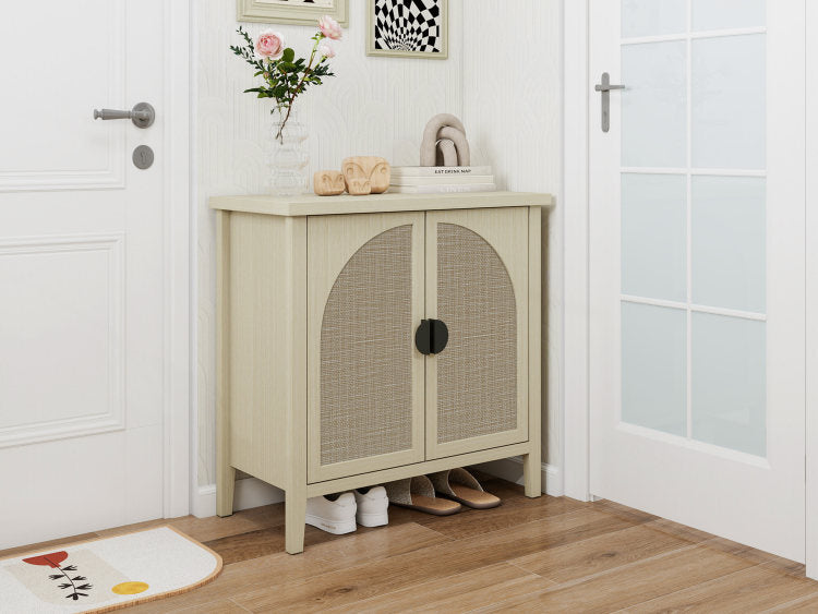 Rattan 2 Door Cabinet, Suitable For Bedroom, Living Room, Study