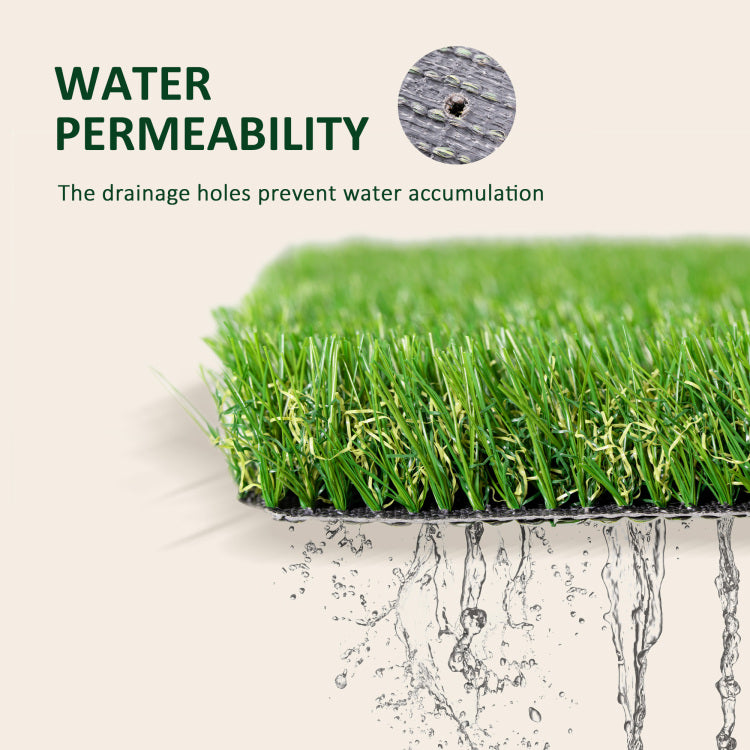 Outsunny 10' X 3' Artificial Turf Grass With Simulated Look & Feel Uv Protection, & Drain Holes For Rain, 1.25" Height