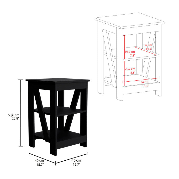 Taylor End Table, Side Table, Nightstand, 3 Tier Storage Shelf, Sofa Table For Small Space