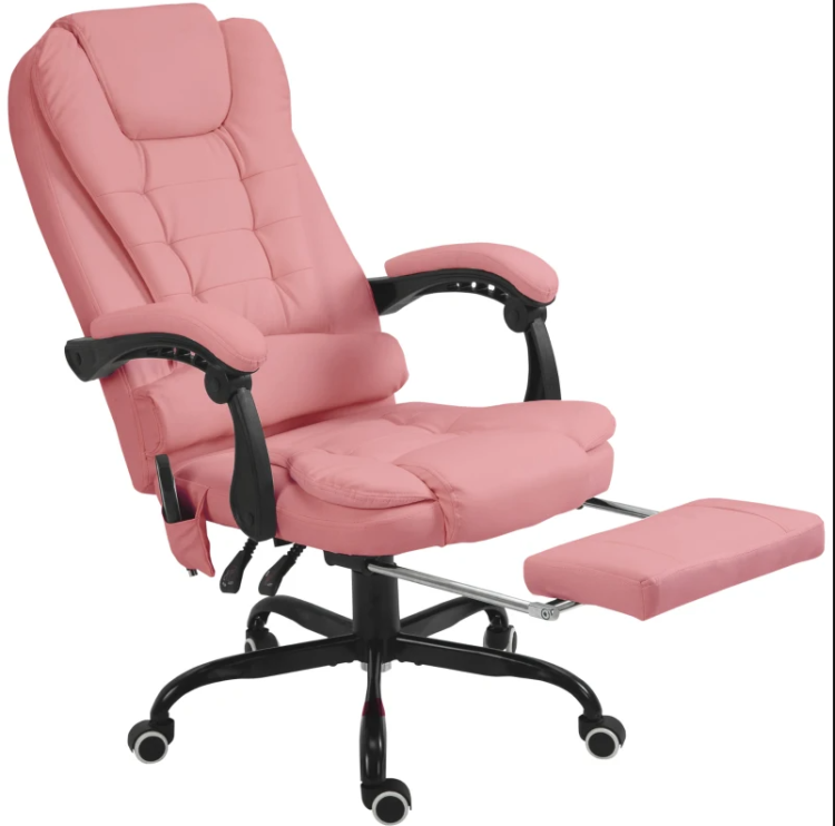 7 Point Vibrating Massage Office Chair High Back Massaging Office Desk Chair , Pink