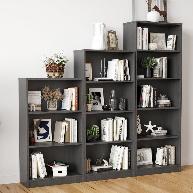 Bookcase Freestanding 3 Shelf Wood Bookshelf Adjustable Shelves For Home Office,3 Layer