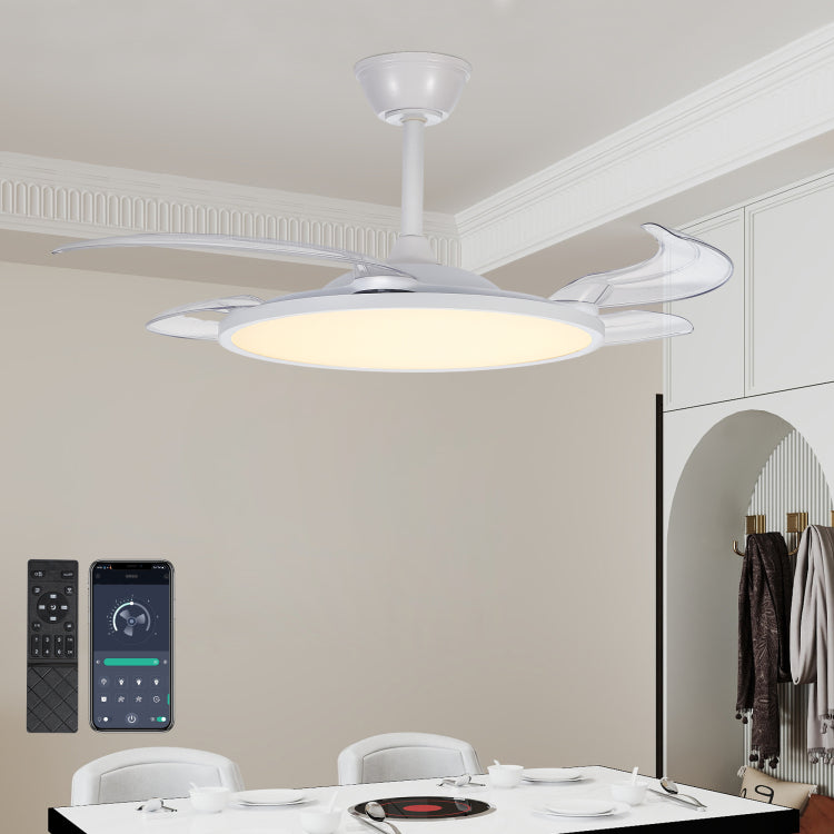 Retractable S With Lights,42 Inch With Light And Remote Control,Flush Mount,Dc Reversible,3Cct,Low Noise,White For Bedroom,Living Room,Kitchen,Indoor