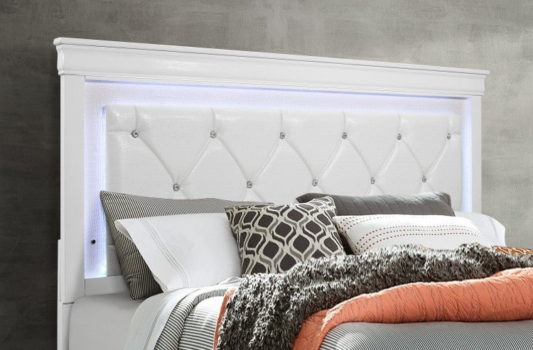 Shaker White Queen Bed With Led