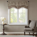 Jacquard Window Rod Pocket Valance With Beads Blue Brown 50X18"