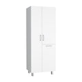 Iris 71" High Two Door Broom Closet With Hamper, Four Shelves, Hangers, Storage Closet, Pantry Cabinet
