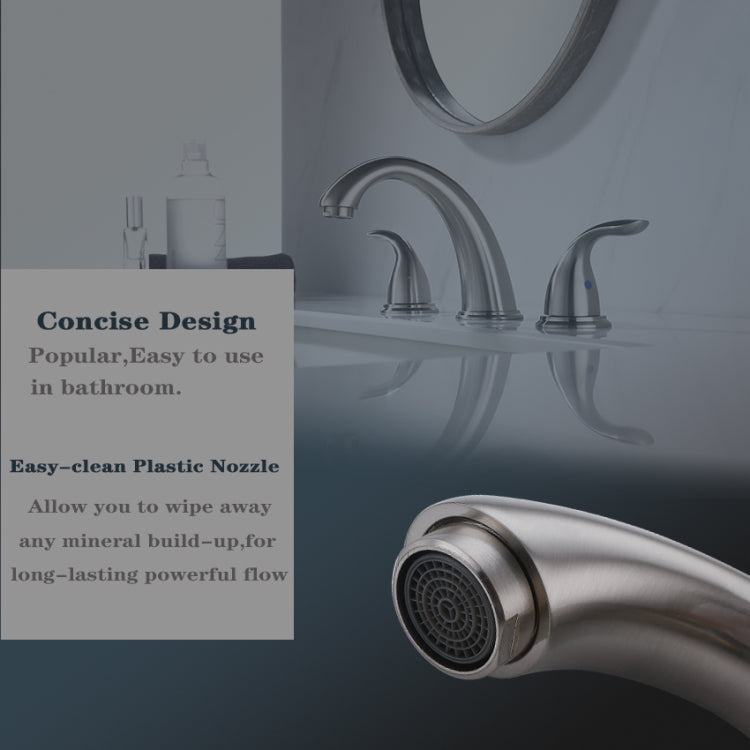 Brushed Nickel Widespread Bathroom Faucet, Waterfall Bathroom Faucets For Sink 3 Hole, 2 Handles Modern Vanity Faucet With Pop Up Drain Assembly And Lead Free Supply Hose,8 Inch