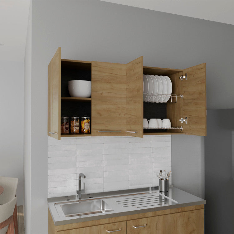 Wall Cabinet 24" H, Four Doors, With Two Internal Shelves And Internal Plate And Glass Organizer