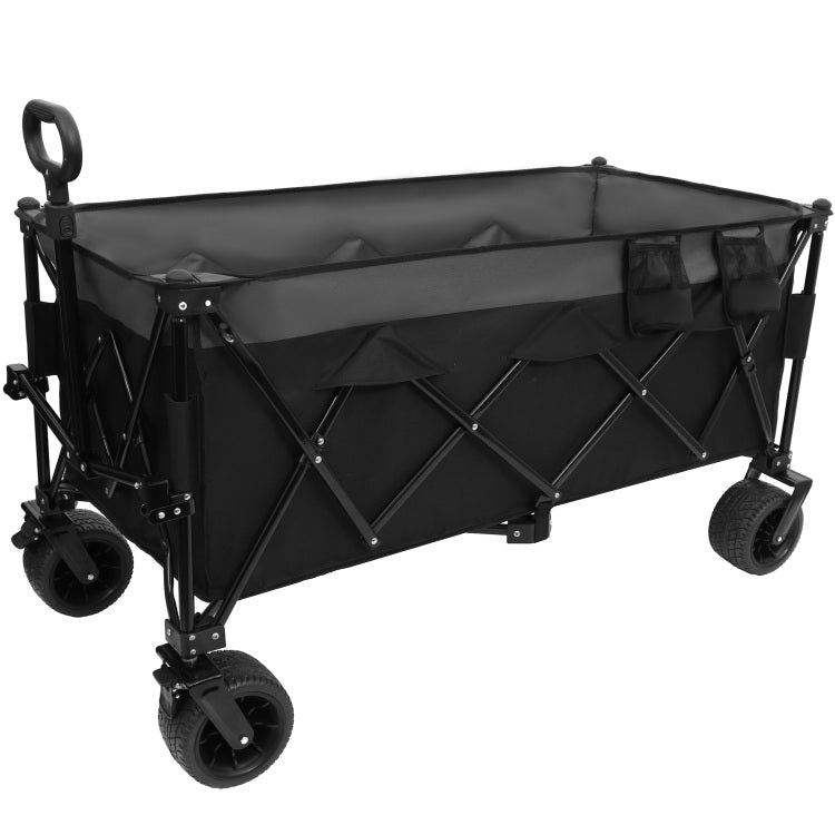 51 Inch Extended Heavy Duty Foldable Utility Wagon 480Lbs Capacity, Patented Ultra Stable Frame, 1:6 Space Saving Fold & 7" All Terrain Wheels, No Assembly Needed, Black Gray