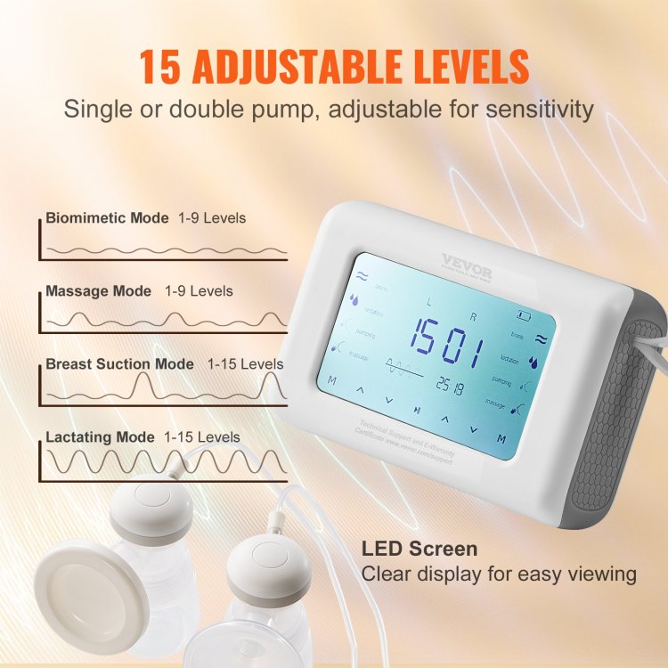Breast Pump, Single Double Adjustable Electric Breast Pumps, 4 Modes & 9 15 Levels, Reciprocating Piston Pumps, 4000Mah Anti Backflow Breastfeeding Pump With 300Mmhg High Suction, 18 22Mm Flange