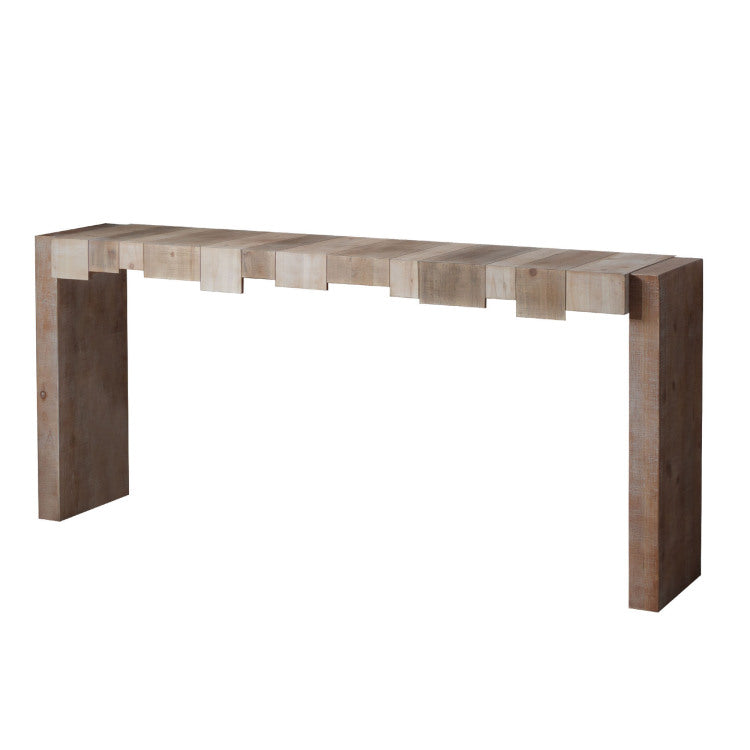 Modern Rustic Console Table 71" Entryway Table With Sculpted Block Design Narrow Sofa Table For Hallway, Living Room, Or Foyer