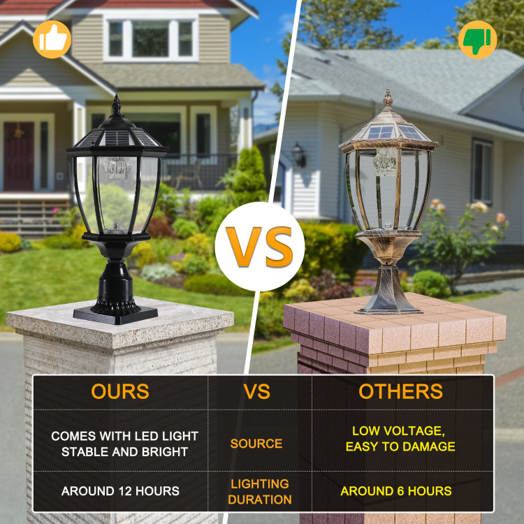 20" H Black Solar Powered Led Outdoor Lantern, Vintage Garden Light With Elegant Glass Design For Pathways, Yards, And Patios 1 Pack