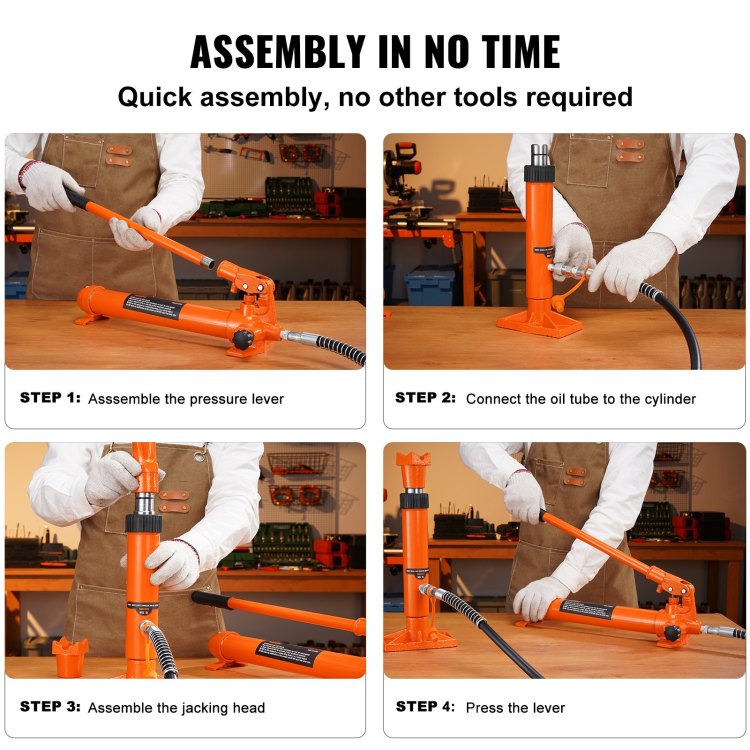 20 Ton Porta Power Kit, Portable Hydraulic Jack With 4.6 Ft 1.4 M Oil Hose, Car Frame Repair Tool With Storage Case For Automotive, Heavy Equipment, Mechanic 44000 Lbs