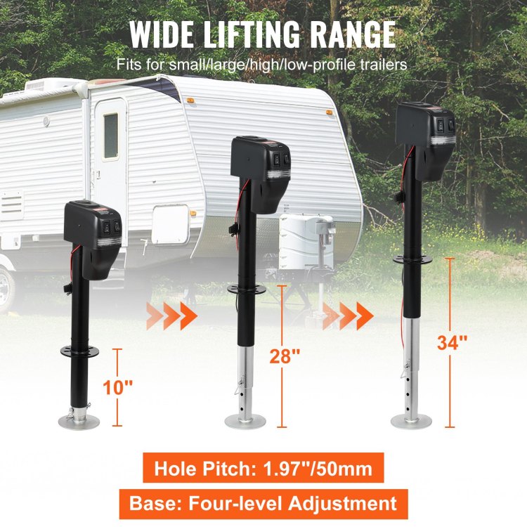 Electric Trailer Jack, Power Tongue Jack Weight Capacity 4000 Lbs, 9.84" 33.85" Electric Tongue Jack With Waterproof Cover For Lifting Rv Trailer, Horse Trailer, Utility Trailer, Yacht Trailer