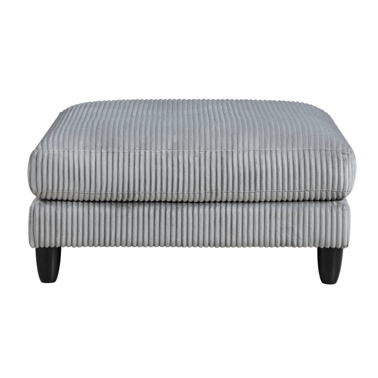 Living Room Furniture Ottoman Gray Corduroy Upholstery 1Pc Soft Cushion Cocktail Ottoman Solid Wood Legs