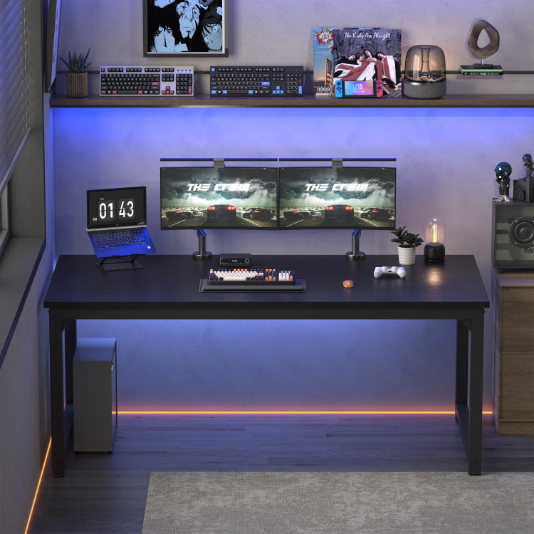 70" Computer Desk,Large Home Office Desk Wide Workstation 1 Inch Thicker Tabletop For Writing,Black