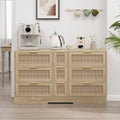51.2 "Rattan Locker With Drawers, 9 Drawers, Metal Handles For Kitchen, Living Room, Bedroom Natural