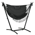 Outsunny Patio Hammock Chair With Stand, Outdoor Hammock Swing Hanging Lounge Chair With Side Pocket And Headrest, Dark Gray