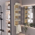 Arlington 5 Tier Wall Towel Rack, Vertical Storage Organizer For Bathroom Towels And Accessories, Natural Oak