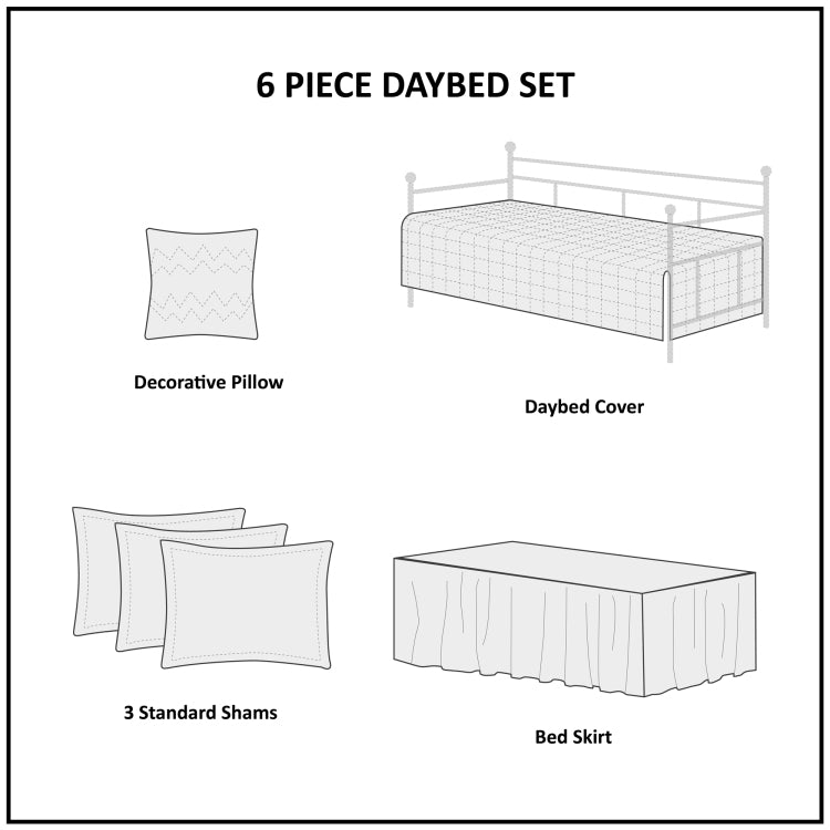 6 Piece Cotton Daybed Cover Set Khaki Daybed