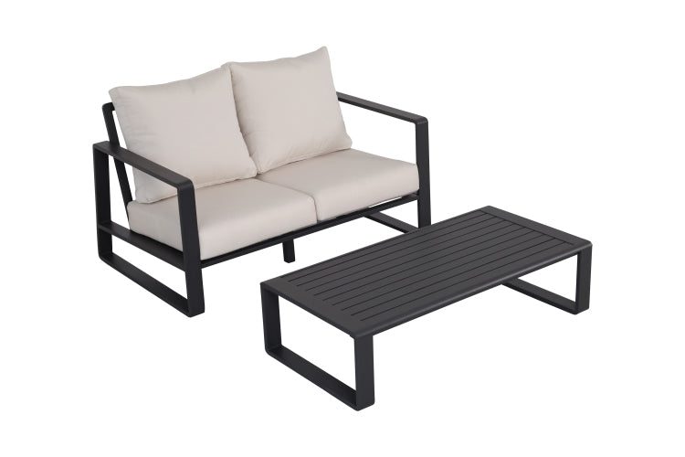 Double Sofa Rectangular Coffee Table, Milky White American Cloth Cushion #5453 Tino Tino